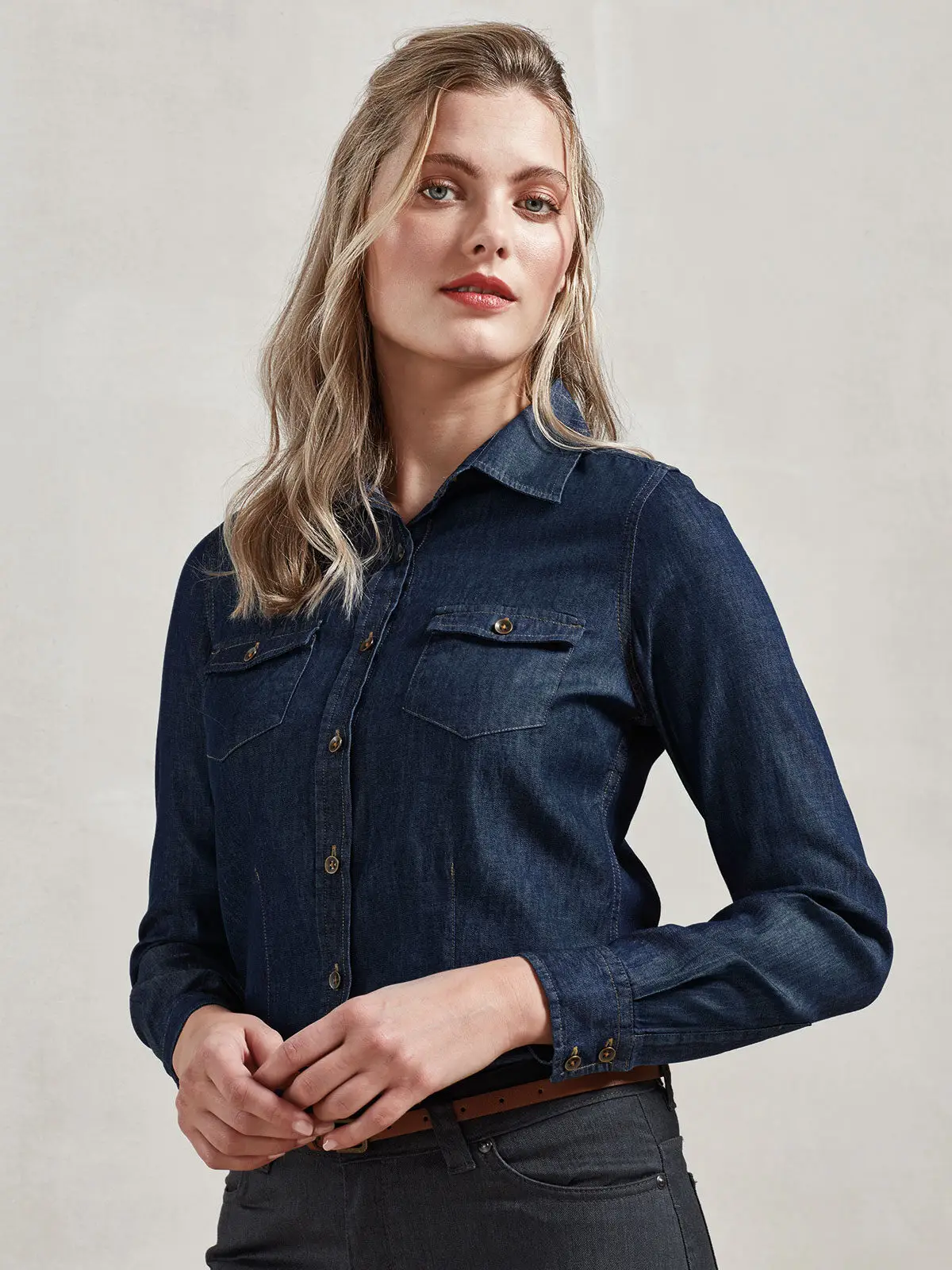Ladies’’ Jeans Stitch Denim Shirt