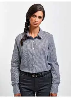 Ladies' Long Sleeve Microcheck Gingham Shirt