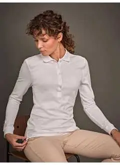 Ladies Luxury Stretch Long Sleeve Polo